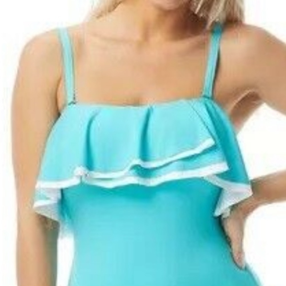 Coco Reef AQUA Contours Ruffled Strapless One-Piece Swimsuit - Picture 8 of 11